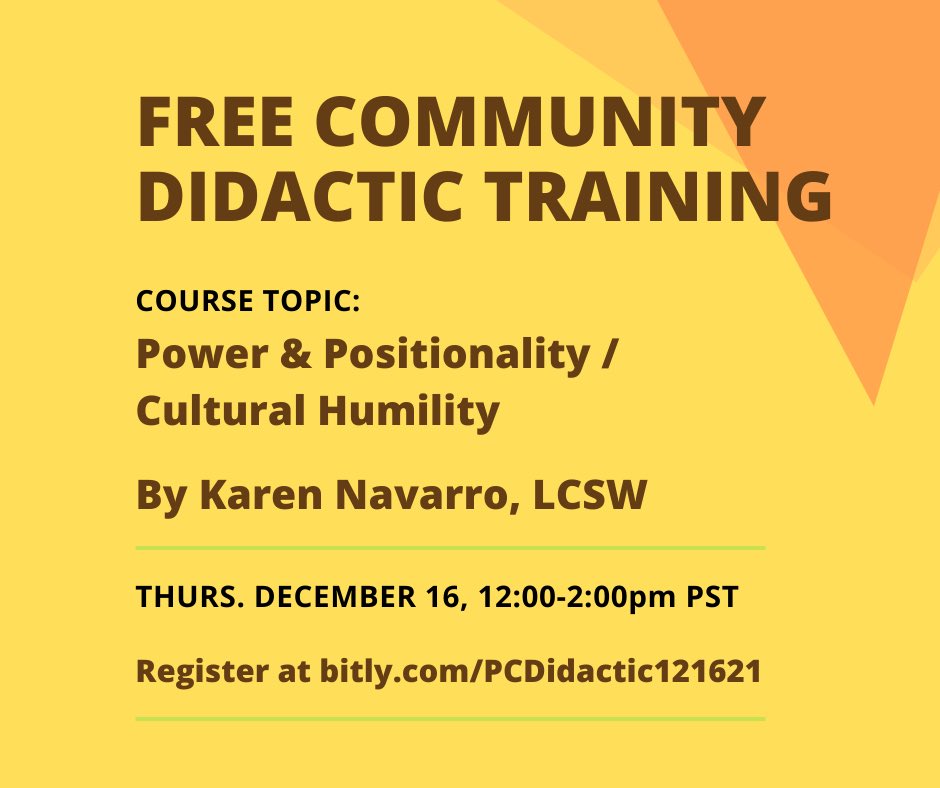 Join Pacific Center’s next FREE Community Didactic Training on Power &amp; Positionality/Cultural Humility this Thurs 12/16/21. RSVP bitly.com/PCDidactic1216…