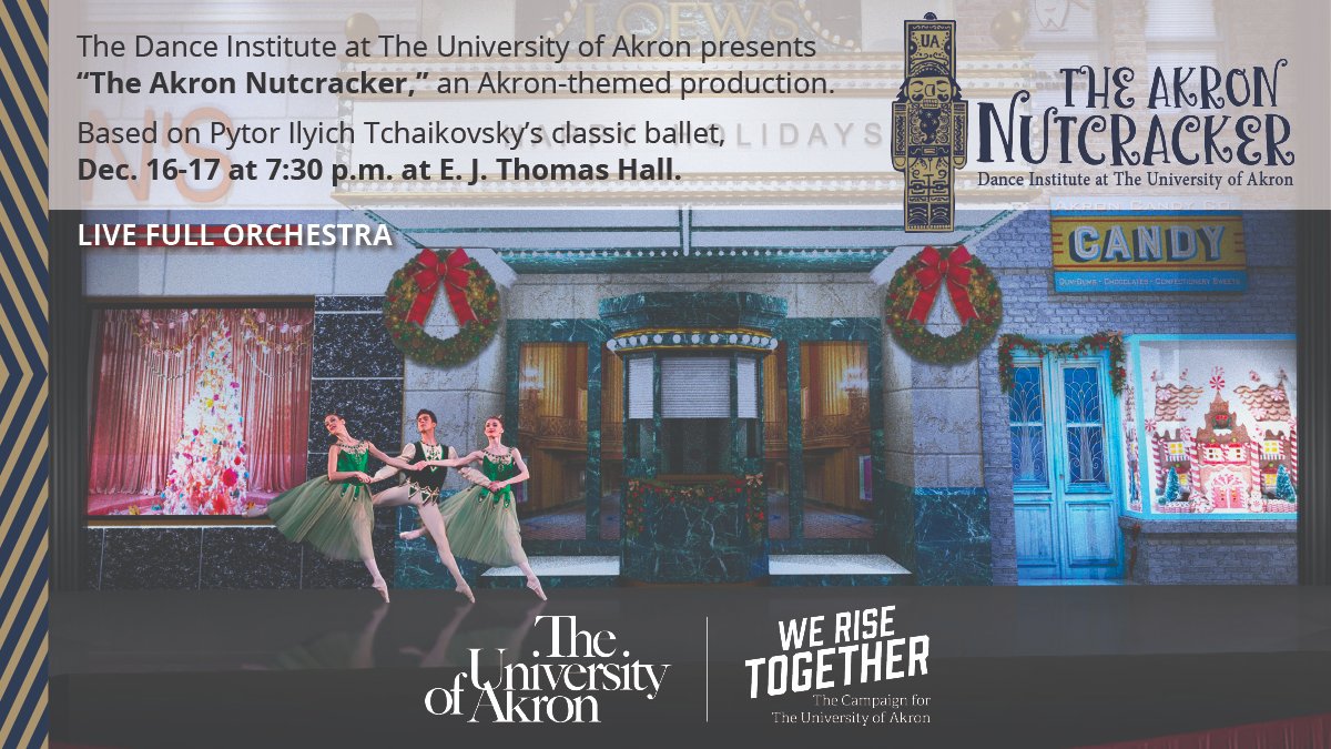 Tickets are almost gone! Experience a holiday classic with an Akron twist &amp; live orchestra! Bring the family to “The Akron Nutcracker: A Holiday in the Rubber City” presented by Dance Institute <a href="/uakron/">The University of Akron</a>. Performances this Thurs. &amp; Fri. only. Buy tickets - bit.ly/3weEP1Q