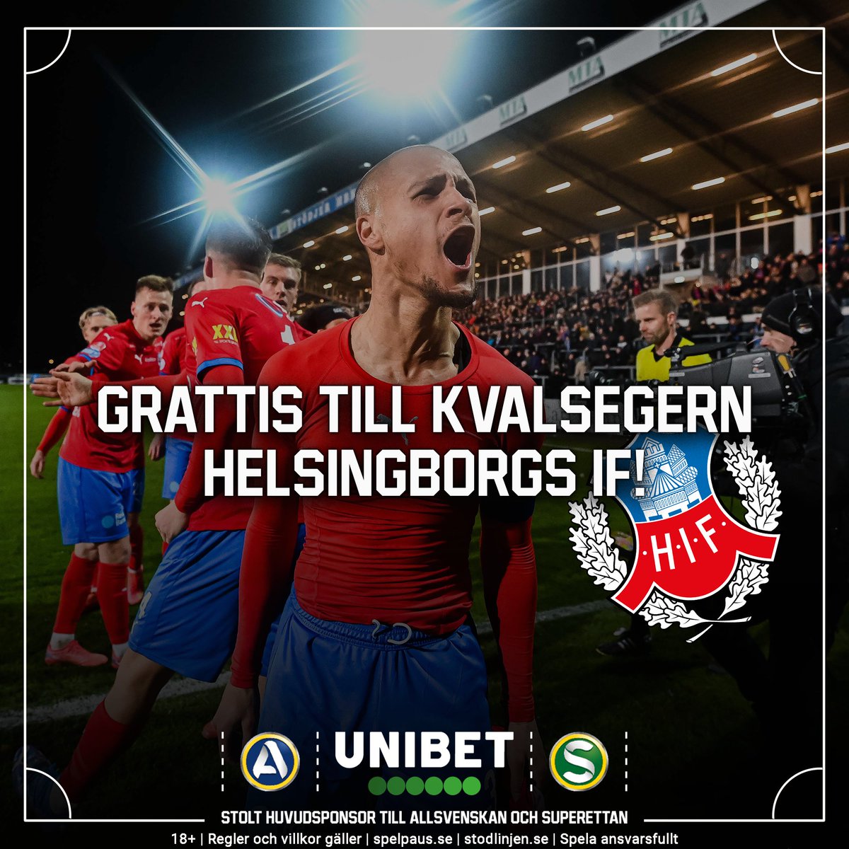 Helsingborg spelar i Allsvenskan 2022 efter en dramatisk kvalseger mot Halmstad. Stort grattis! 👏