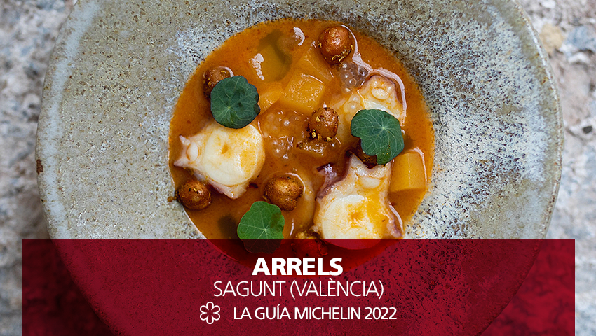 GuiaMichelin_ES's tweet photo. Nuevo 1 #EstrellasMichelin #GuiaMICHELIN2022: @Arrelssagunt, Sagunt.
En su bonito local, la joven chef Vicky Sevilla elabora una cocina mediterránea, actual y de mercado, con matices sutiles, texturas estudiadas y delicadas presentaciones.
#MICHELINSTAR22 #GUIAMICHELINESPT https://t.co/6nyTOJAy8U
