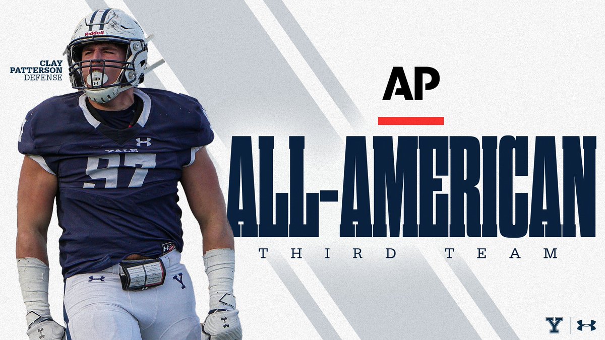 Sophomore All-American! 🇺🇸 Defensive lineman Clay Patterson earns third team honors from the Associated Press! READ ➡️ bit.ly/31Y5KnR #ThisIsYale | #Team148