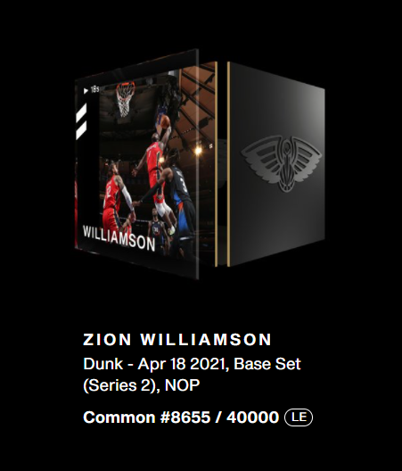 GameOnLock925's tweet photo. 🎁 NBA TopShot Giveaway! 🎁

I'm giving away one Zion Williamson - DUNK - Series 2 moment! 

#8655 / 40000 LE

To qualify: 
- FOLLOW @Phantanimals 
- TAG 2 FRIENDS
- RT

Winner drawn in 24 hours! Good luck ! 

 #NBATopShotThis #Giveaway #TopShotGiveaway #Giveaways #NFTGiveaway https://t.co/MGVT6jdWbc