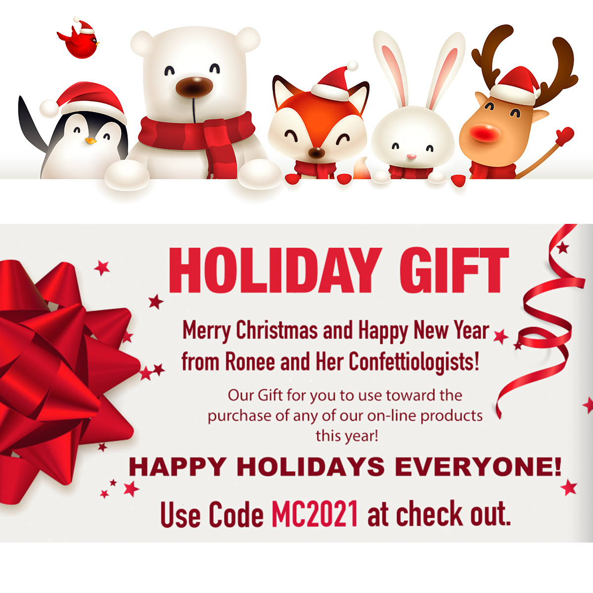 FlutterFETTI's tweet photo. End of Year/Christmas Sales is here again!

Don’t miss this opportunity to get Our Gift to you to use toward the purchase of our on-line products this year!

To Order:
Use Code MC2021 at check out.

📞 877.321.1999

*Excludes Co2 Launchers
*Expires at the end of this year. https://t.co/rQ2g9Gl7wR