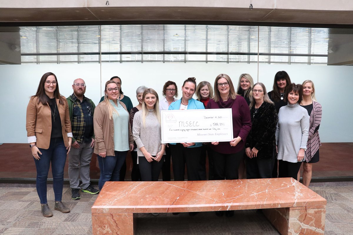 MissouriOA's tweet photo. We announced today that this year’s Missouri State Employees Charitable Campaign (MSECC) exceeded donations of $588K, with $588,351 pledged to 502 Missouri charities. During the past 37 years, state employees have donated nearly $34M to the annual campaign. #WeServeMO #MSECC https://t.co/xS1xjuZ6h7