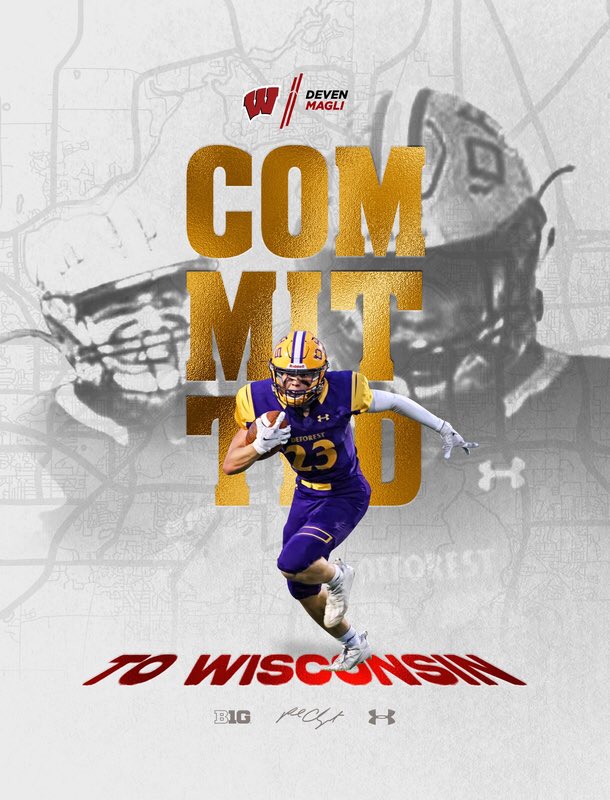 DevenMagli2's tweet image. Excited to announce that I’ll be continuing my athletic and academic career as a Badger! #committed @BadgerFootball