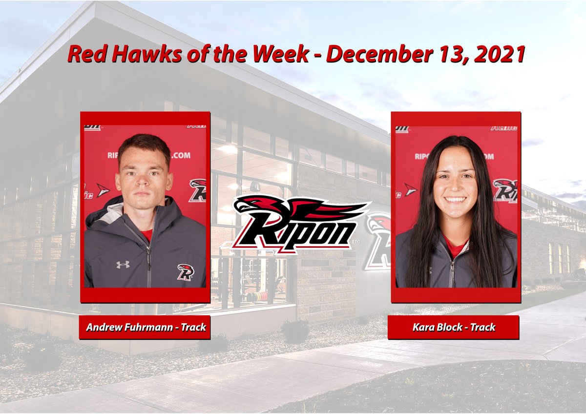 RiponRedHawks's tweet photo. This week's #RedHawksoftheWeek are Andrew Fuhrmann (@RiponTrackXC) and @karablock10 (@RiponTrackXC). Read more about their performances here: https://t.co/lze2xOozIW #d3tf #ROW #congrats https://t.co/ulKsNACmJt