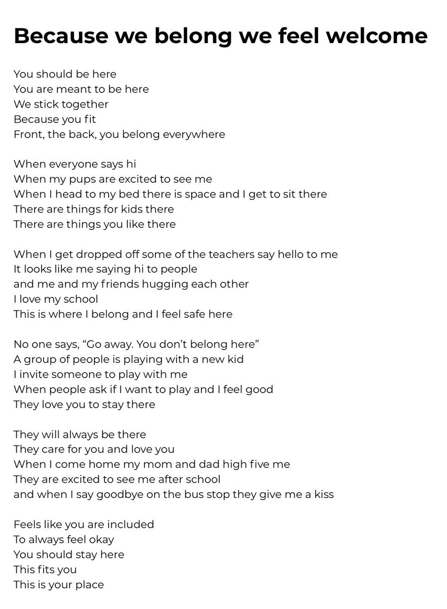 LyonSchool's tweet photo. These poems of belonging are special because they were created by LY students. They answered questions such as “What does it look like to belong?” and their words were organized by theme to create this poetry. One will be read each day of our belonging week! #weared34

🦁 💙💛 https://t.co/rDeIXKjKZI