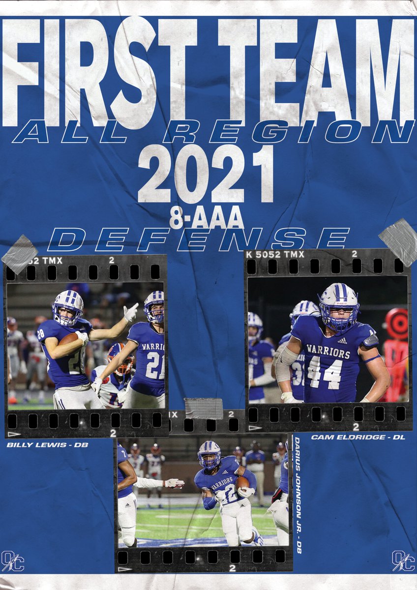 Congratulations to DL Cam Eldridge, DB Darius Johnson Jr. &amp; DB Billy Lewis for being named All-Region 8-AAA 1st Team Defense. 

#WeAreOne