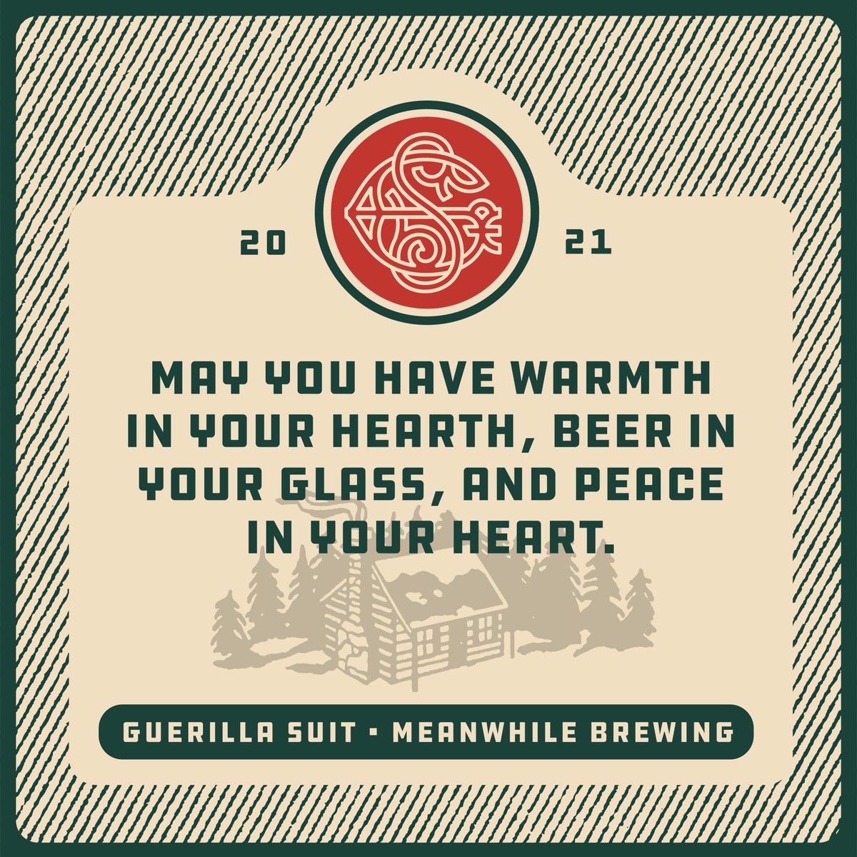 It’s a log! It’s a beer! Meet Fireside, our custom brew in collaboration with our friends at <a href="/meanwhilebeer/">Meanwhile Brewing Company</a> inspired by the classic Old Fashioned cocktail. Available on tap and to-go at Meanwhile until we drink it all. #guerillasuitwork