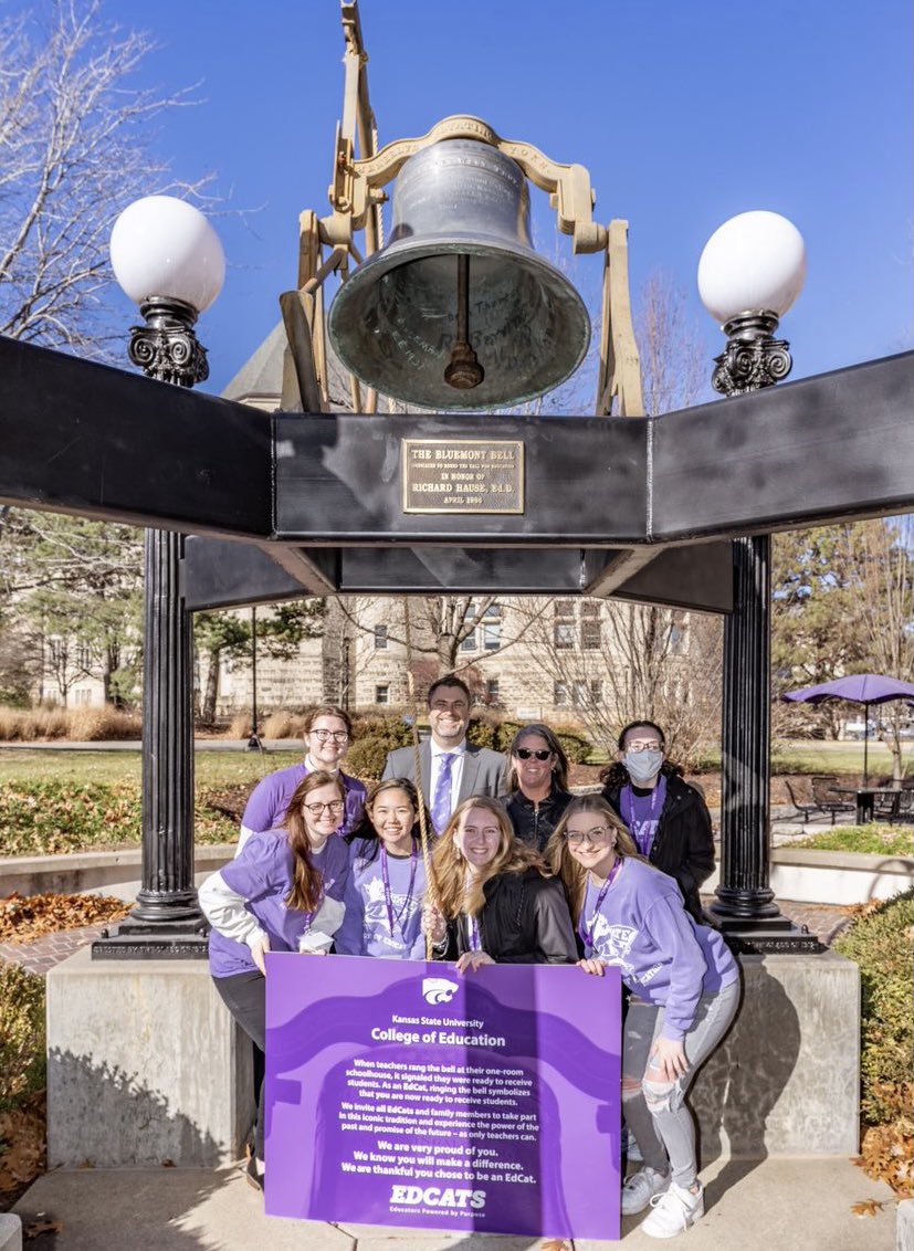 KSUCollegeofEd's tweet photo. What a weekend! We were so excited to see so many of you at Bluemont Bell following graduation! We hope that ringing the bell was a great way to end your time here in the College of Education &amp; begin your future! Congratulations to all! Here are two highlights from Saturday. https://t.co/OfevDheGzL