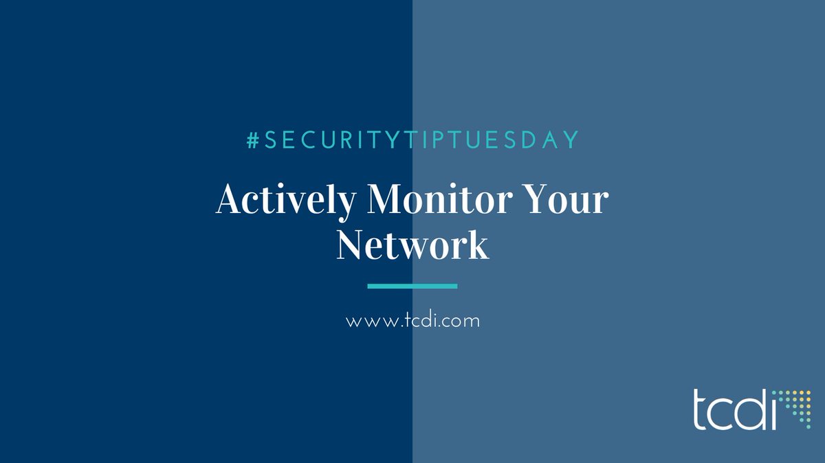 tcdi's tweet photo. Active monitoring needs to be implemented to give you insight on whether or not a malicious actor is actively trying to break into your network. Active monitoring helps answer the question, do I have things in place to detect anomalies? #SecurityTipTuesday https://t.co/Cv6kUCfa6C
