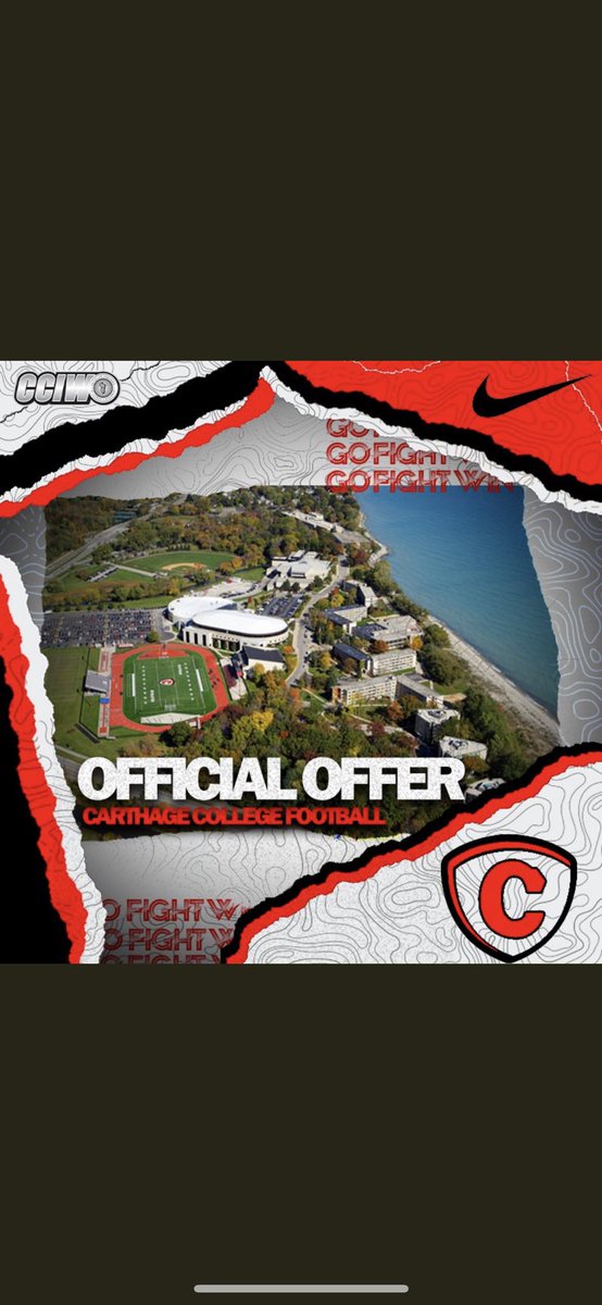 JaredBunch10's tweet photo. Blessed to receive an offer from Carthage College! I would like to thank @Coach_BCollins and @Carthage_FB for the opportunity to play at the next level. https://t.co/R0orQtsTei