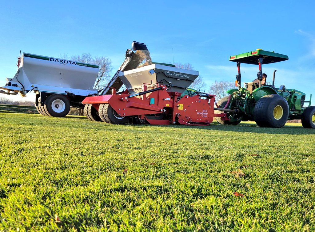 MDSoccerPlexGEM's tweet photo. 2022 prep work continues at @MDSoccerPlex
Project 3: SandMaster Flds 6 & 7 to improve water infiltration
Subsurface drainage installed in 6 & 7 in 2019 eliminated rain cancelations. But more slits move more H20 = stronger grass #AlwayImproving @Redexim @REVDAKOTA @FinchTurf https://t.co/uYXCDF8fCc