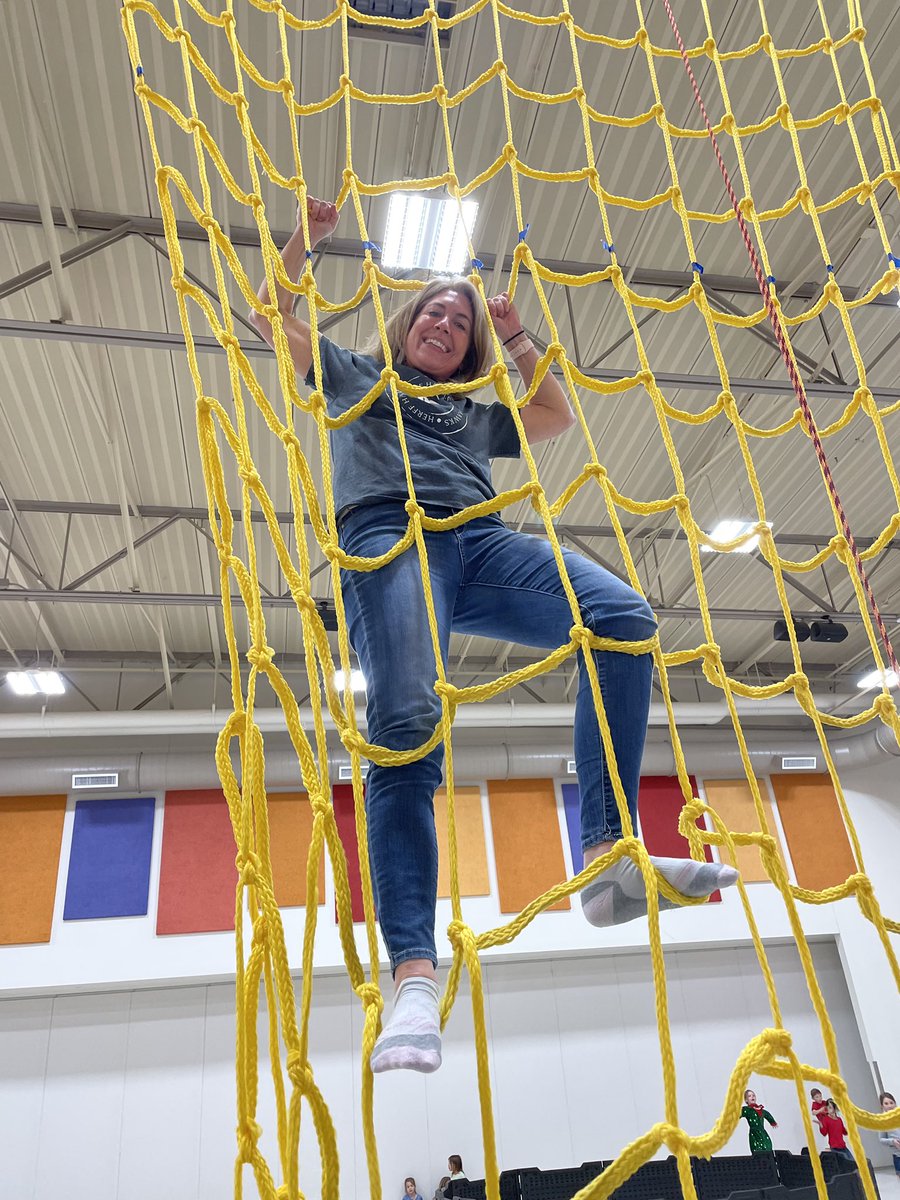 HerffPe's tweet photo. @HerffES admin team rocks! @HerffPe got to see our proncipal Mrs. Miller climb our cargo net! @BoerneISD knows how to pick some pretty awesome leaders!  #cargonet  #fullbodyworkout https://t.co/Pt8voNZi3m