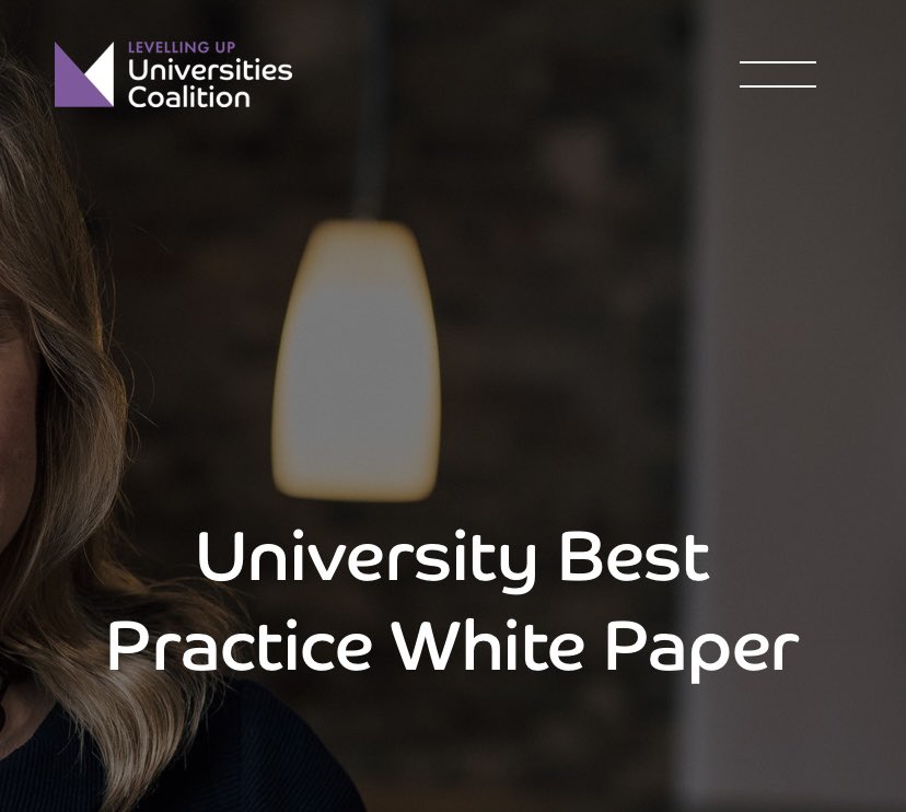 The University Best Practice White - by @Fit4_Purpose - launched today. Focused on projects having a direct impact on levelling up the UK and creating equality of opportunity. So pleased that @StaffsUni’s work &amp; student case studies feature. Read 👉🏻 shorturl.at/dtvzI