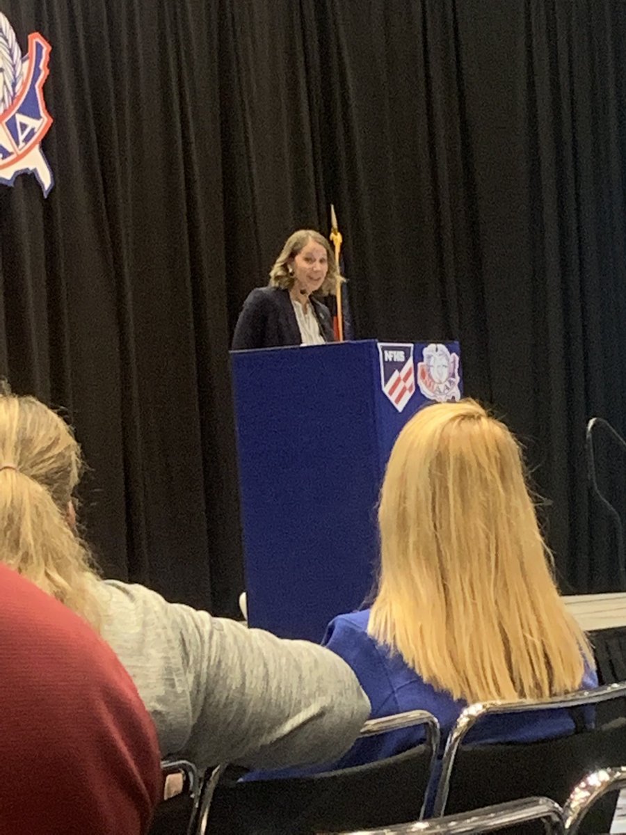 WadaWisconsin's tweet photo. Closing general session at the 52nd National Athletic Directors Conference #2021NADC Thank you to @AF_Falcons Executive Director of Athletics Col. (Ret) Jennifer Block for her message #LeaderOfCharacter #ADConf21 https://t.co/4XHbUMjI6Q