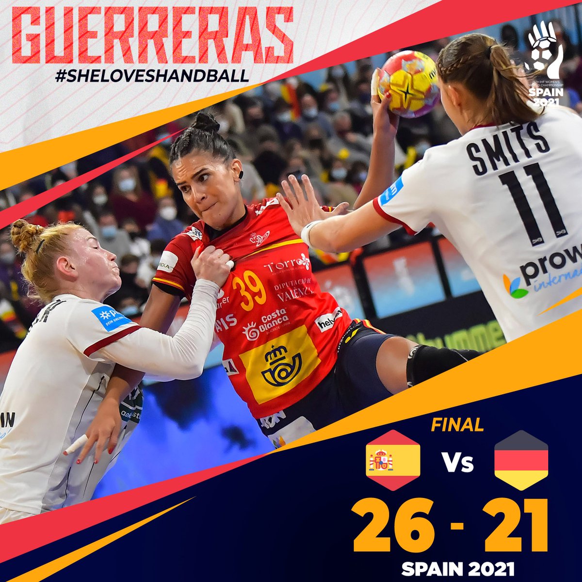 RFEBalonmano's tweet photo. 🏆 Mundial @SheLOVsHandball
📌 Cuartos de Final
⏱️ 60' - Final
🆚 España 🇪🇸 26:21 🇩🇪 Alemania
🏟 Palau d'Esports @granollers
📺 @teledeporte

🖋 ¡SÍ, PUEDES GRITARLO BIEN FUERTE! ¡LAS #Guerreras SON SEMIFINALISTAS DEL MUNDIAL! 😍

#️⃣ #Guerreras #SheLovesHandball https://t.co/nCUFHUv1KJ