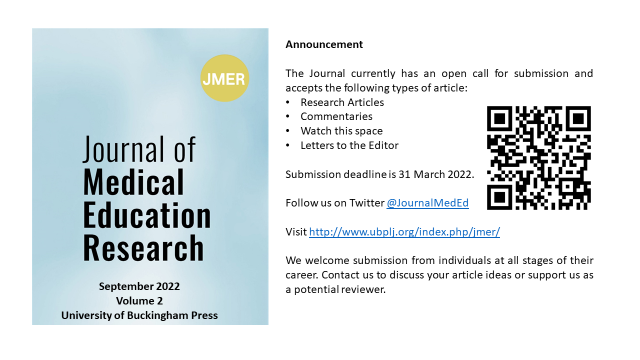 JournalMedEd's tweet photo. Launching next edition of our JMER medical research journal under our new editor-in-chief Dr Simon Tso!
Send us your articles!
#MedEd @JournalMedEd @UoB_medic @DrAndyMcKeown @JoanneSelway https://t.co/iIc1CFnVFz