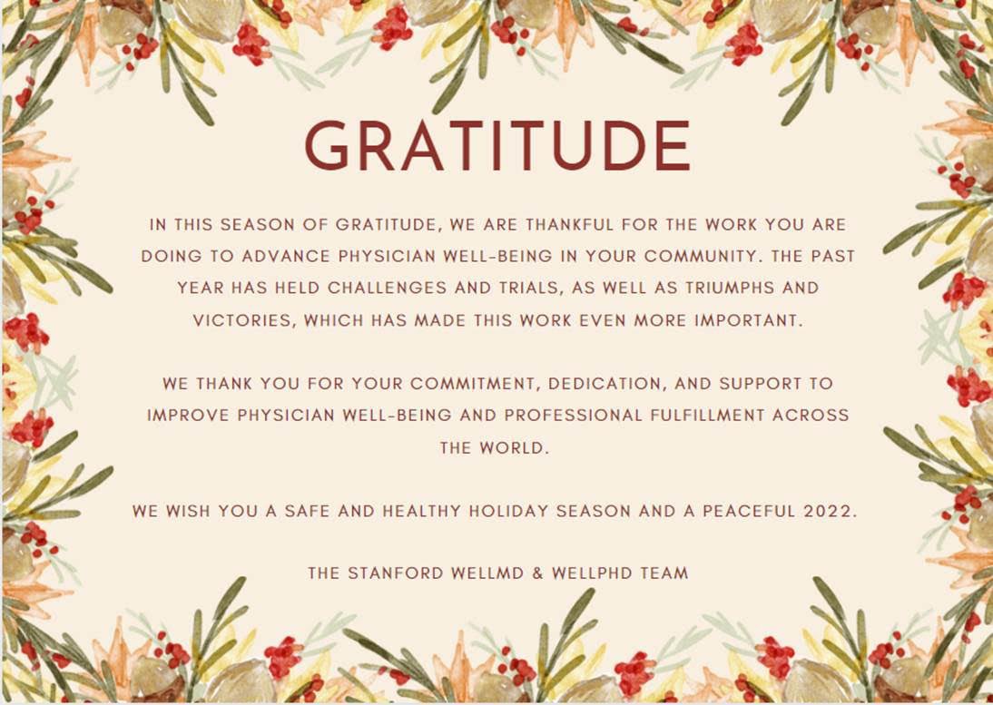 Gratitude… such an amazing feeling! Thank you so much @StanfordWellMD 🥰