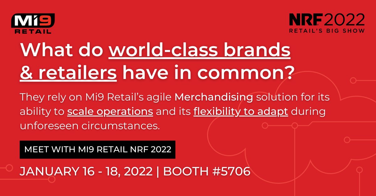 Mi9Retail's tweet photo. What do some of the world’s leading brands and retailers all have in common?

They rely on Mi9 Retail’s agile merchandising platform to optimize their omnichannel strategies.

Schedule a demo at #NRF2022: https://t.co/KqH4FGZwVR

#RetailTech #OmniChannel https://t.co/YYHO5bwdPz