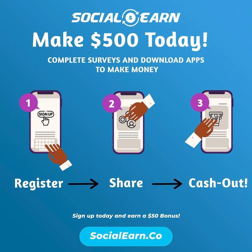 Hey I joined a network called SocialEarn! You get paid for testing out new free apps and posting on social media. Sign up with my link for an instant $25 signup bonus!
share.socialearn.co/u/kitah