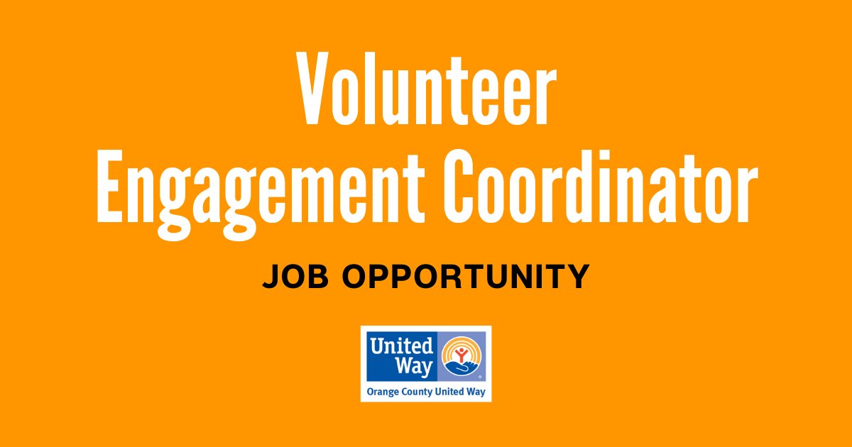 Working at United Way means making a difference! ❤️ Learn more about our open Volunteer Engagement Coordinator position and check out more current openings at: bit.ly/3rYrdaS.