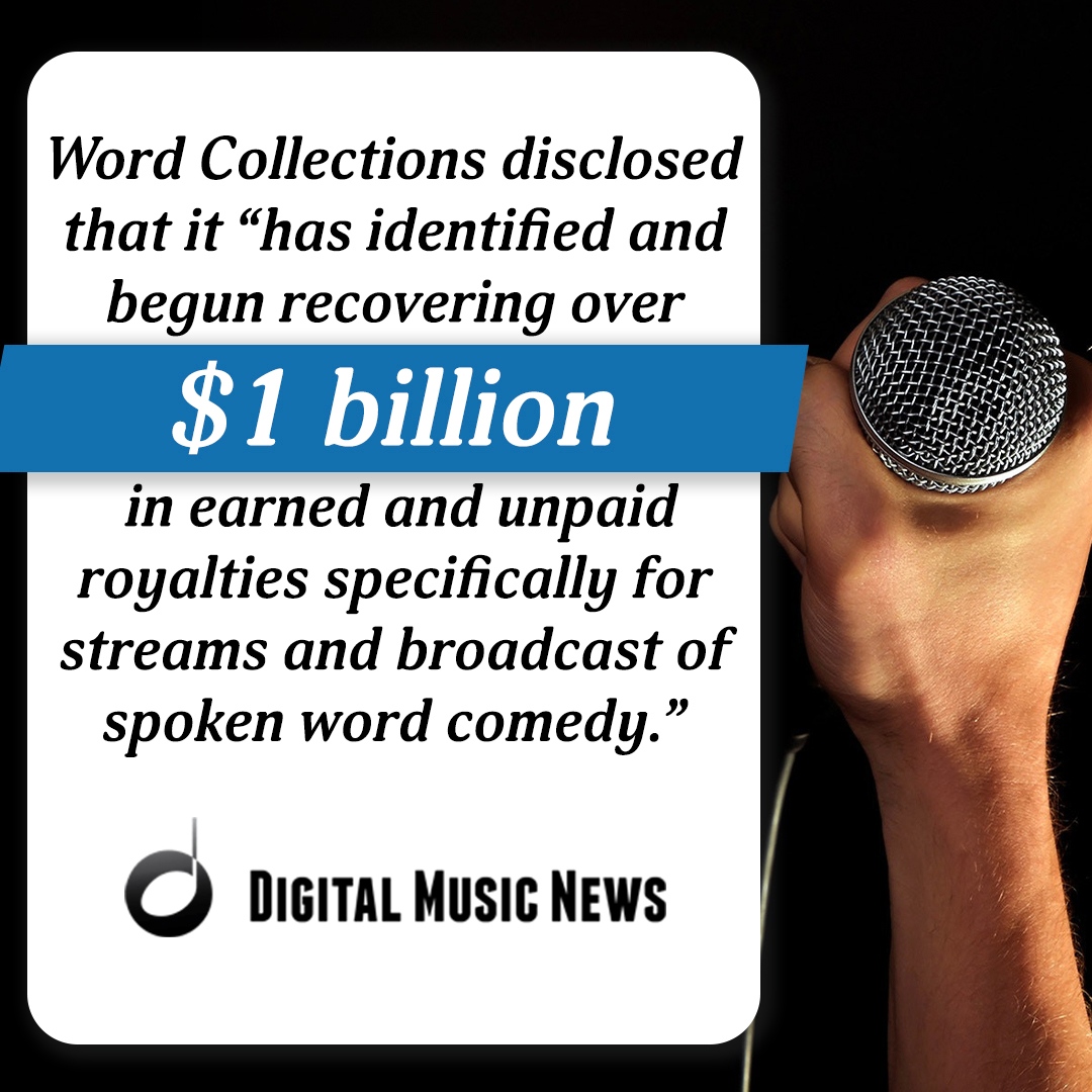 WordCollections's tweet photo. .@digitalmusicnws has reported on Word Collections’ $3.5 million investment round, which will accelerate the “first of its kind direct global digital licensing and collection for Comedians and other spoken word authors, music publishers and songwriters.” 

https://t.co/rBDS5Egwq4 https://t.co/NvkIxhcHPt