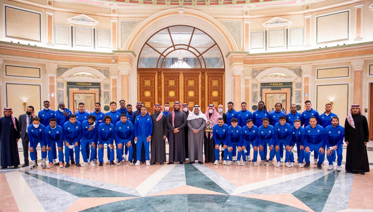 spagov's tweet photo. سمو #ولي_العهد يستقبل سمو #وزير_الرياضة ورئيس الاتحاد السعودي لكرة القدم، ورئيس وأعضاء مجلس إدارة #نادي_الهلال والجهازين الفني والإداري ولاعبي الفريق لكرة القدم بمناسبة تحقيقهم بطولة #دوري_أبطال_آسيا 2021 والتأهل لكأس العالم القادمة للأندية.
#واس https://t.co/ihDUwV8hX2
