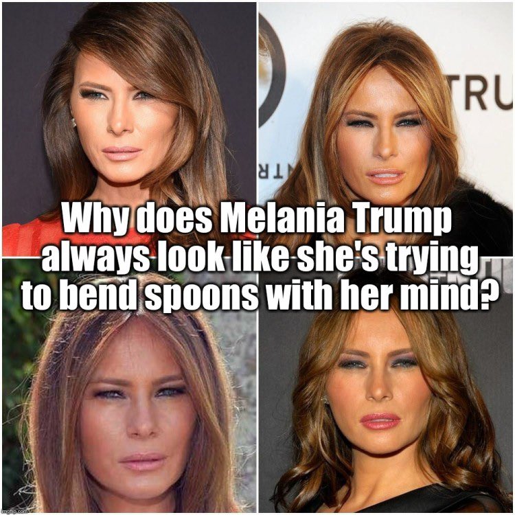 CathyGraphics3's tweet photo. Why does Malaria Trump always look like she is trying to bend spoons with her mind?? 🧐
#ImportantQuestion
#INeedAnAnswer https://t.co/I8dxFx540W