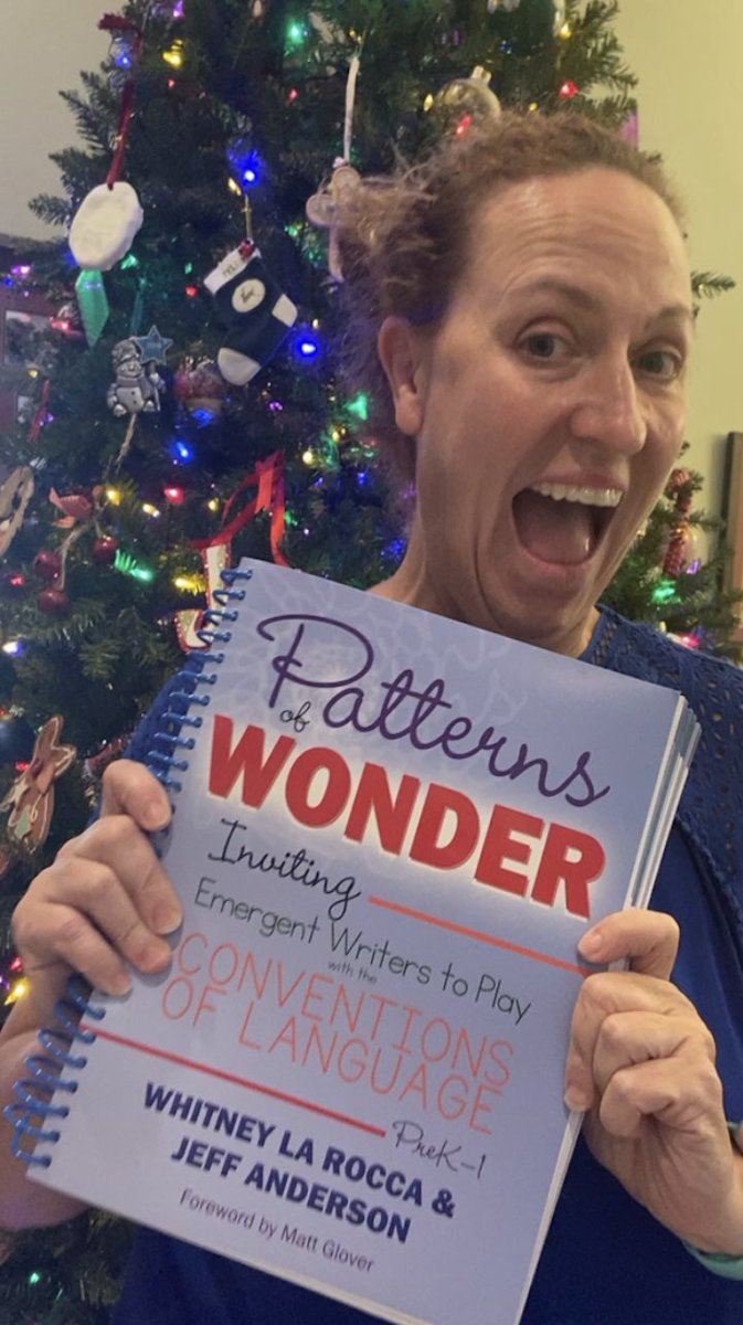 whitney_larocca's tweet photo. I. AM. SO. EXCITED!!! My advanced copy showed up today! Warehouse will stock soon and ship to homes over the break and to schools in January. 😍😍🙌🙌 #PatternsofWonder #emergentwriting @writeguyjeff @Mattglover123 @stenhousepub https://t.co/2NWDNODUnL