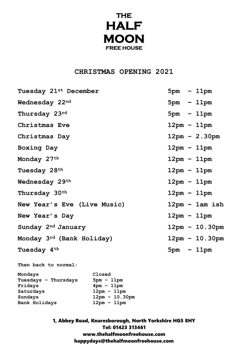 Here are our Christmas Opening Hours.
We sell Gift Vouchers for the pub too so you can do all your Christmas shopping here too. Job done 😁🍻.
