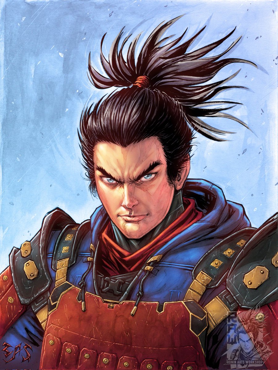 This is the original Ink wash drawing and final colors I did for the character design portrait and logo of the <a href="/RAW_RoninArts/">Ronin Arts Workshop</a> studio. Done for my good friend and talented <a href="/SculptorHec/">Hec!</a> !!!