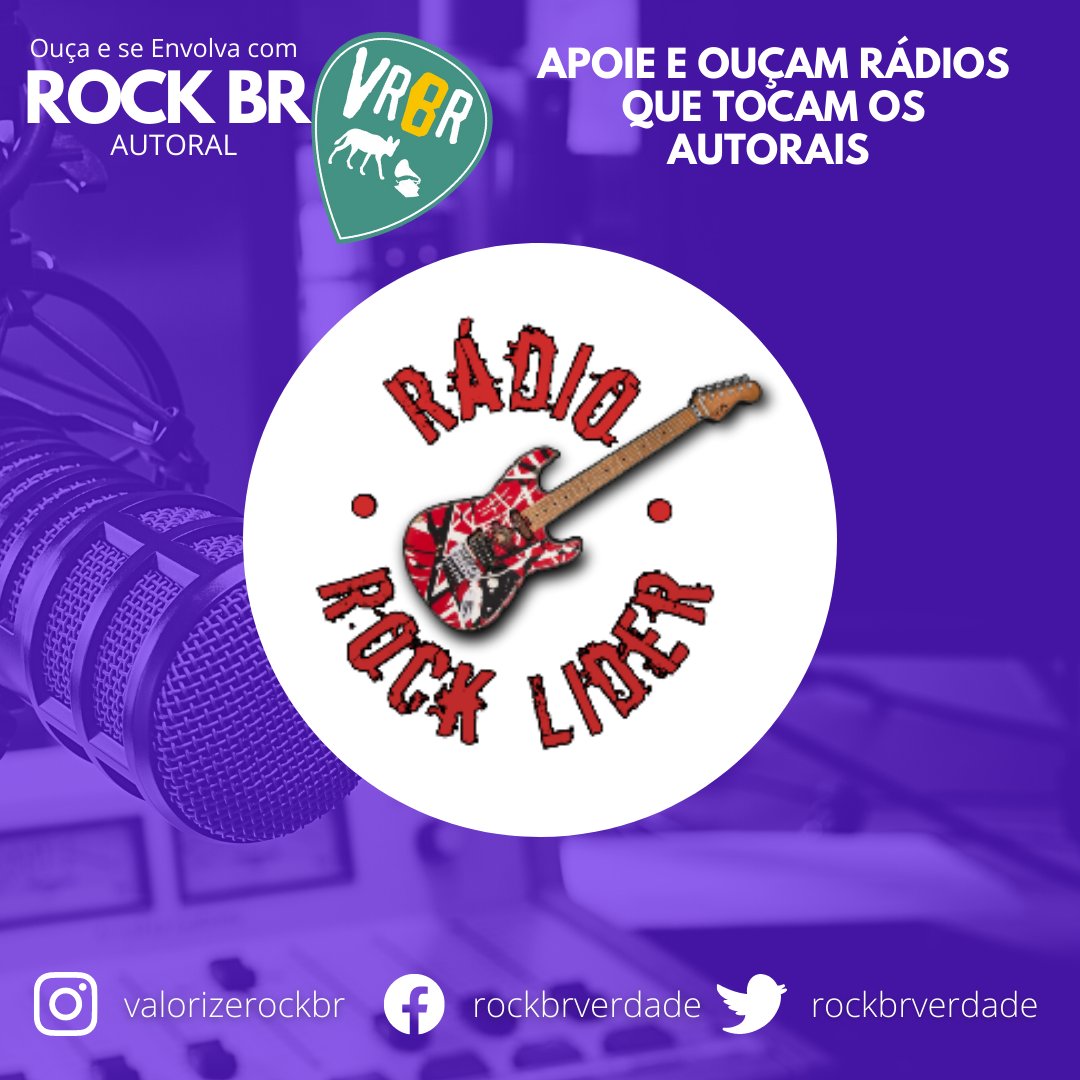 Mais uma rádio que apoia o Rock Br Autoral!🎼🎙

Hoje é dia da "Rádio Rock Lider" Sempre apoiando novas bandas e artistas do Rock Independente e Autoral! Prestigie a programação, siga e compartilhe!!! 🤘👊

Insta: @radiorocklider

#rockautoral
#rockbr
#radioswebrock