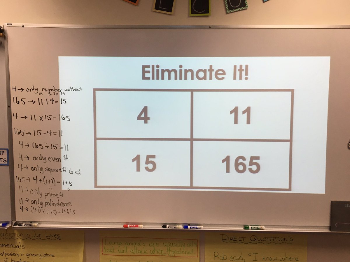 Which number would YOU eliminate and why? Students had some great explanations for their choices this morning. Love their mathematical reasoning!