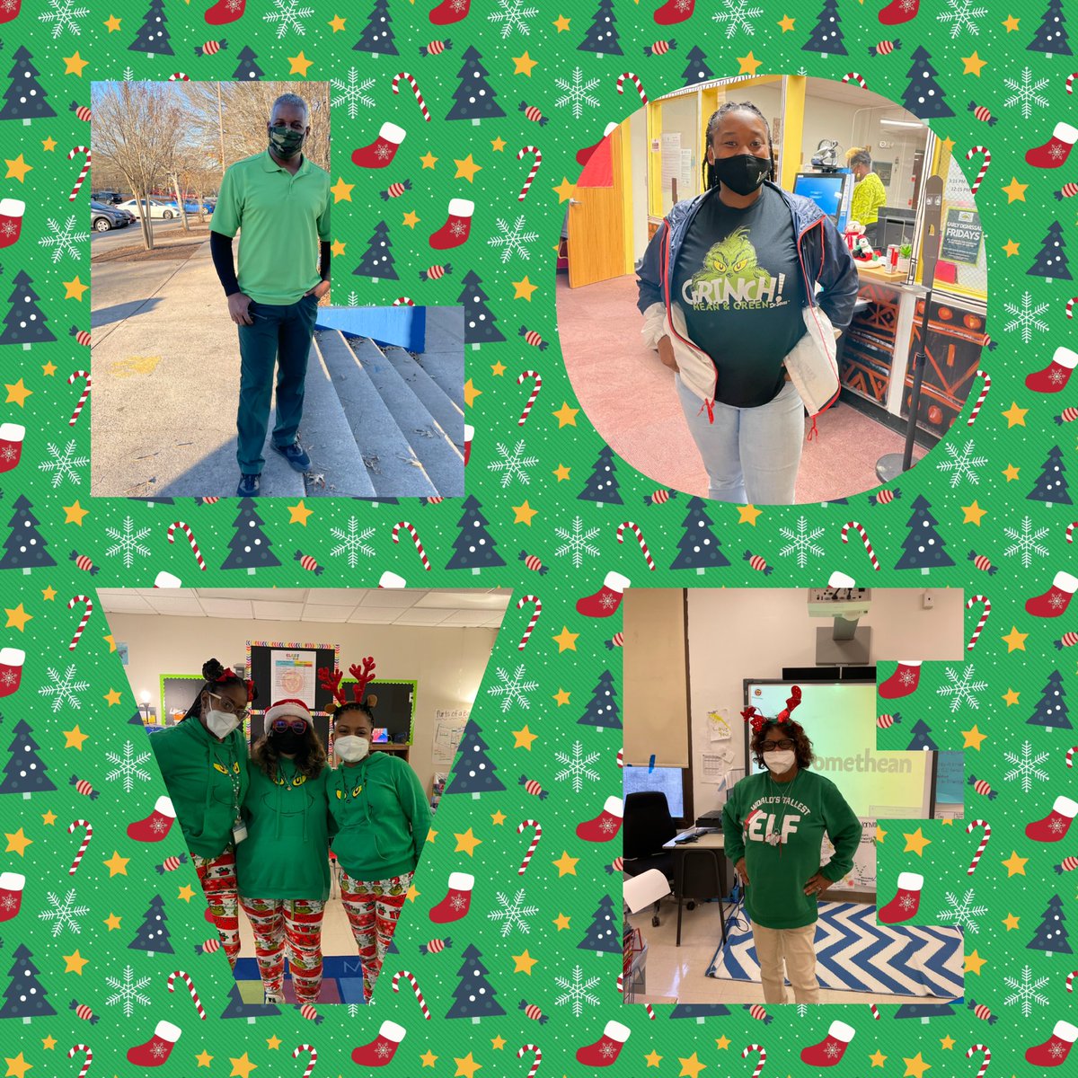 CounselorTHES's tweet photo. Today was #GrinchDay at @Thomasville_HES! All staff and students had a great time wearing their green. We even had a visit from the Grinch and Cindy Lou! #THESWinterWonderland has been a huge success. Can’t wait to see what’s next tomorrow. #ChooseTHES https://t.co/u8XLAfgCTH