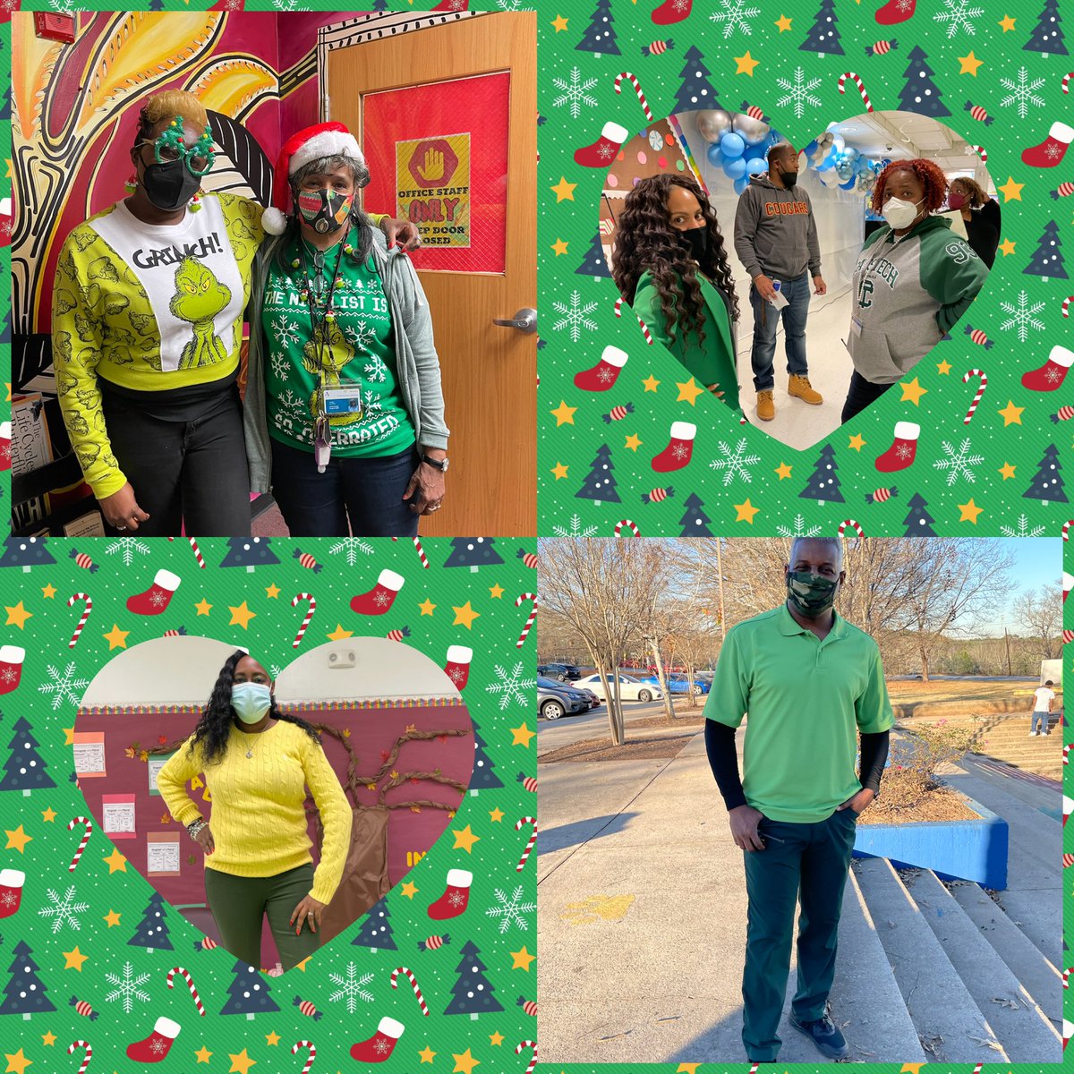 CounselorTHES's tweet photo. Today was #GrinchDay at @Thomasville_HES! All staff and students had a great time wearing their green. We even had a visit from the Grinch and Cindy Lou! #THESWinterWonderland has been a huge success. Can’t wait to see what’s next tomorrow. #ChooseTHES https://t.co/u8XLAfgCTH