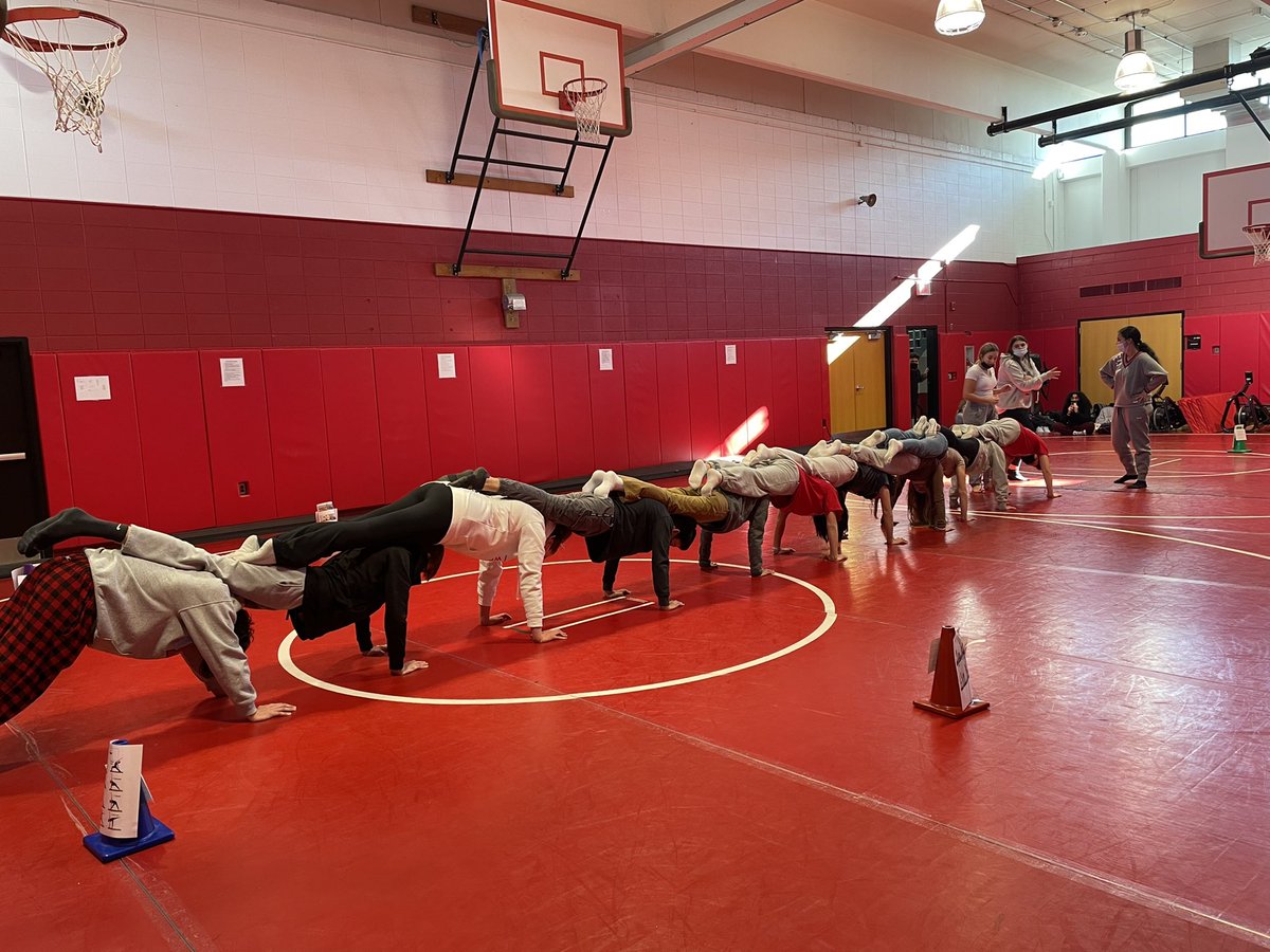 My 7th period class trying a group balance pose. This takes teamwork, communication, strength and a bit of patience. #CVproud