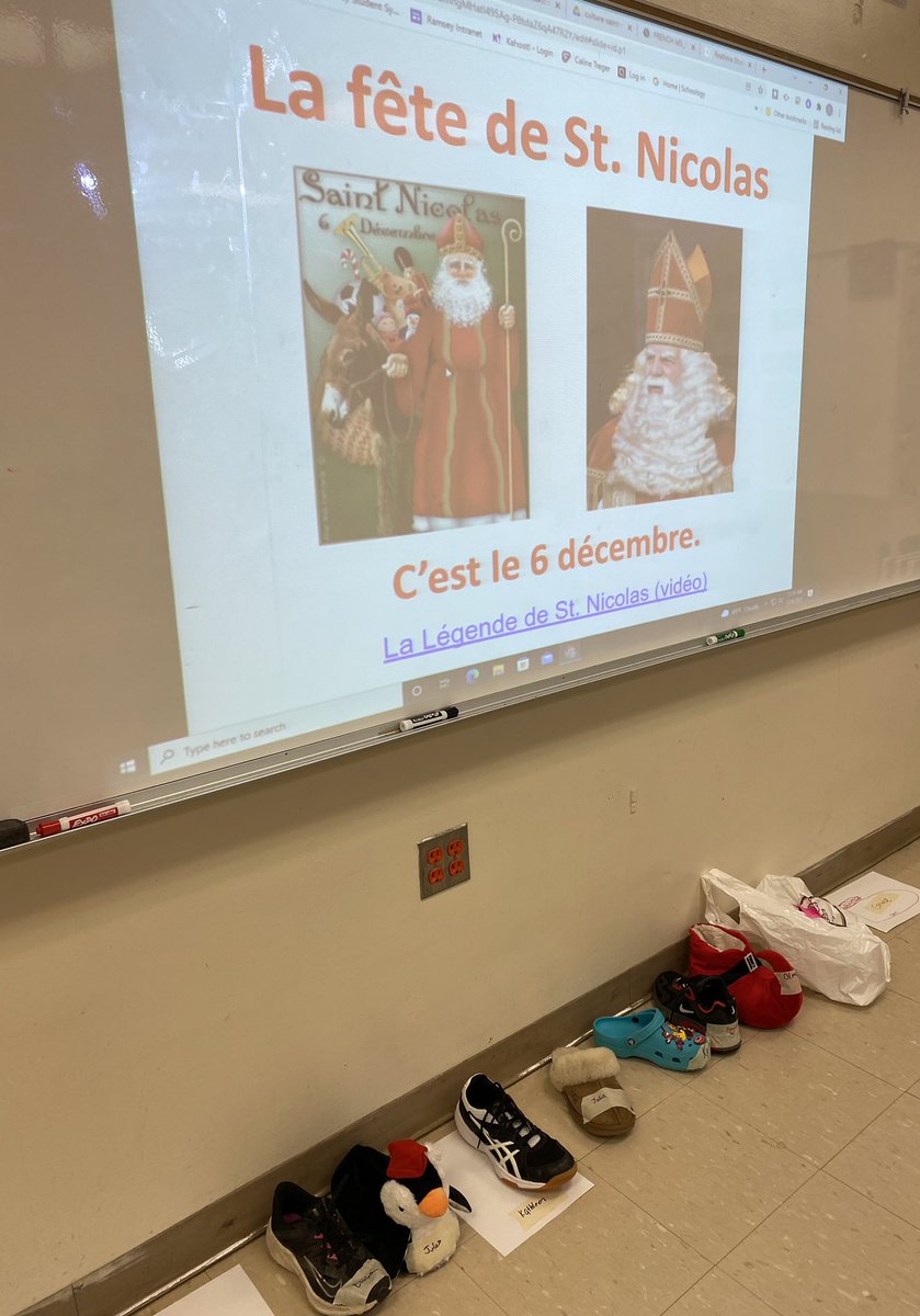 RSDsmithschool's tweet photo. The French students at Smith celebrated "la fê te de St. Nicolas'" on December 6th.  They each brought in a shoe and had their "secret" Saint Nicolas fill it with treats.  It was a fun cultural experience had by all! https://t.co/uZGQcSBOuG