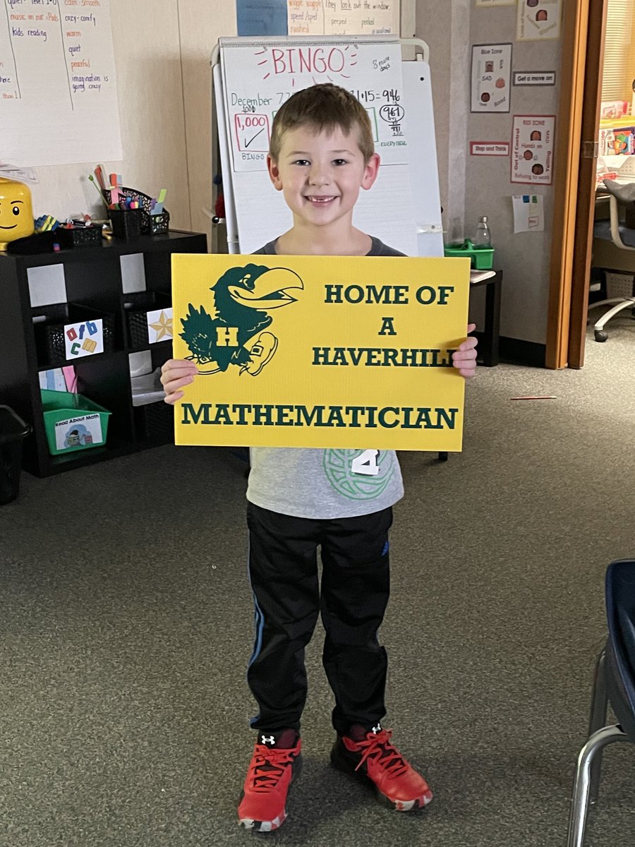 Congratulations to our classroom’s FIRST Haverhill Mathematician award recipient. This mathematician talks math all day long. He is a communicator and collaborator. lAnd when things get hard, he keeps on working! Awesome job, Hawk!