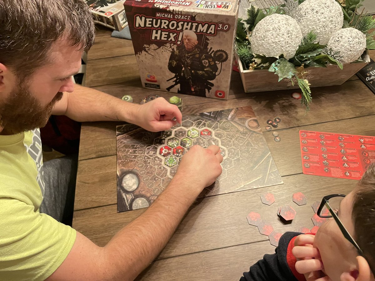 Last night Brian (who is looking like a mountain man these days) was teaching our oldest how to play Neuroshima Hex. Such a fun thing to watch, especially since Brian got his butt kicked!

#boardgames #familytime #boardgamenight #proudmom #gamers #nextgengamer