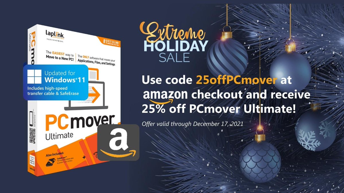 Laplink's tweet image. New PC? Buy PCmover Ultimate on @amazon and get 25% off at checkout with code 25offPCmover now through Dec. 17! #PCmover #holiday #sale @Laplink
hubs.la/Q010xd6y0