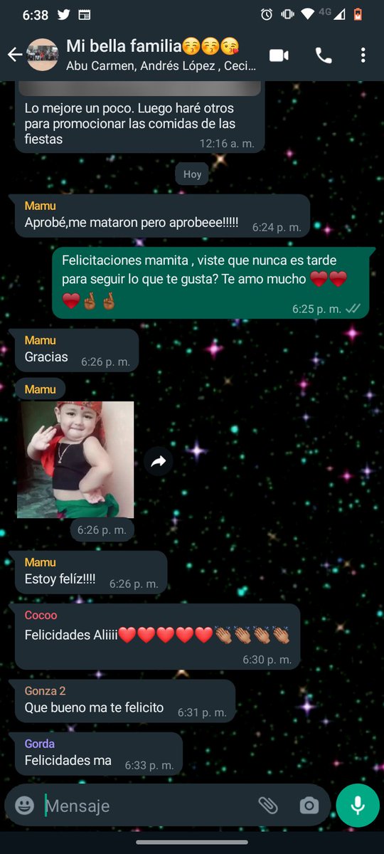 Después no saben porq soy la preferida de mi madre.
(los dos últimos msj son de mis hermanos)