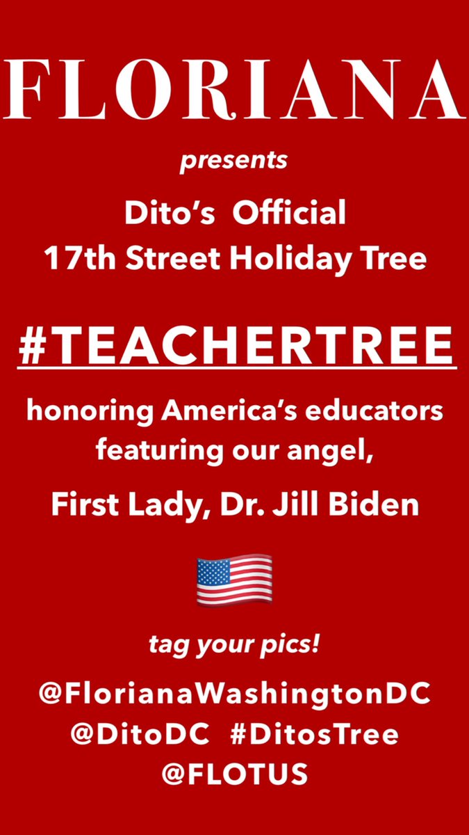 DitoDC's tweet photo. .@rweingarten have you been to .@FlorianaDC to see the #TeacherTree honoring America’s Teachers and .@FLOTUS yet? @NEAToday https://t.co/QXVhbnQS8J
