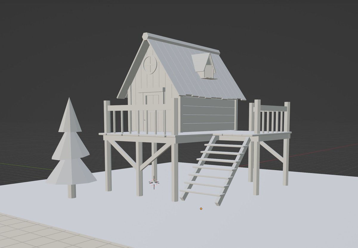 rieringo_cg's tweet photo. #3dcg 今日は28日目。
あと数日で1ヶ月だー!
珍しくローポリで家を建て始めました🏡
色を載せたらもっと可愛くなるかな?
これから初アセット作ります🌲🌲🌲
#Blender #blrender3d #blender初心者 https://t.co/t2DC79C9zA