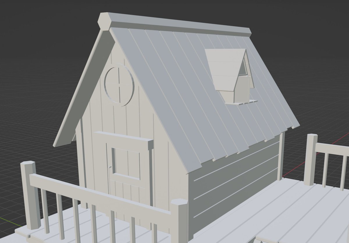 rieringo_cg's tweet photo. #3dcg 今日は28日目。
あと数日で1ヶ月だー!
珍しくローポリで家を建て始めました🏡
色を載せたらもっと可愛くなるかな?
これから初アセット作ります🌲🌲🌲
#Blender #blrender3d #blender初心者 https://t.co/t2DC79C9zA