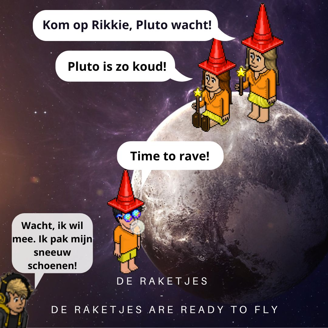 Hab_Sarcasm's tweet photo. De Raketjes (@HabboRikkie @framblij3 ) zijn er helemaal klaar voor! Aanstaande maandag vliegen wij richting Pluto, vlieg jij met ons mee? Te horen op @HabbomixNL! 

P.S. @Habbo_Dennis9 vliegt al gezellig mee! Wie nog meer? https://t.co/eKK9UvGLpz