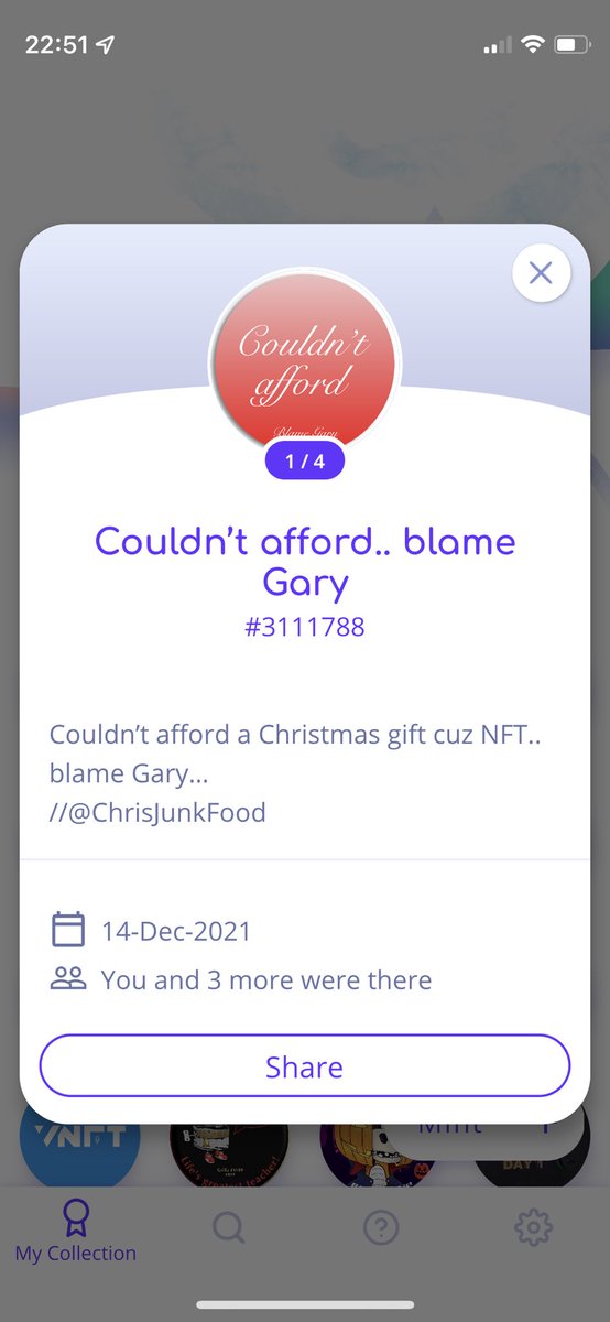 ChrisJunkFood's tweet photo. I made a cool POAP.. A few selected people got it 😅❤️ https://t.co/AADrMQb3bZ