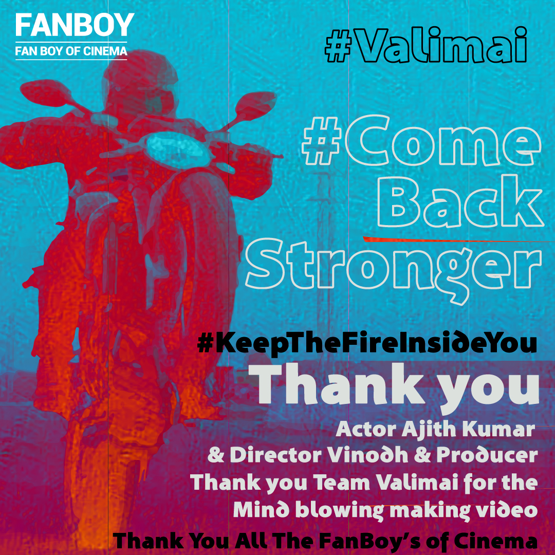 FanBoyCinema's tweet photo. Wow What a Making Video.
Thank You Team #Valimai for the Mind Blowing #ValimaiMakingVideo. Worth Waiting🔥#Patienceispower #ComeBackStronger #Keepthefireinsideyou Thank You !#AjithKumar #HVinoth  @thisisysr @BayViewProjOffl @ZeeStudios_ @vigneshshivN @sidsriram
 @SonyMusicSouth https://t.co/OLHLqk2ilW