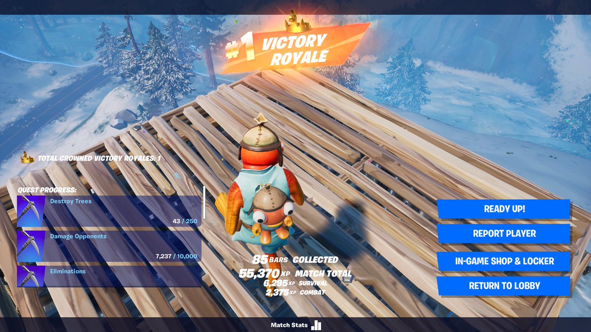 GlobalNutz's tweet photo. First game of the day, first game with the coveted Fishstick skin, dubs off the bat. It’s looking like a good day (peep the Chicken Wing emote😁). https://t.co/WSDQLJPSiH