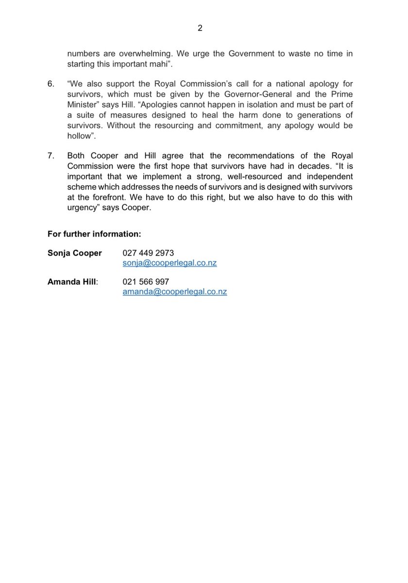 CooperLegal's tweet photo. MEDIA RELEASE FOR IMMEDIATE USE: 15 DECEMBER 2021

ROYAL COMMISSION OF INQUIRY INTO ABUSE IN CARE REPORT OFFERS VINDICATION AND HOPE FOR SURVIVORS

#royalcommissionintoabuseincare #mediarelease #abuseincare #humanrights https://t.co/axgjlHBb8Y